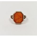 14ct gold gent’s ring inset Georgian octagonal cornelian seal, dated 1788, 5g approx. total