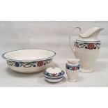 Wedgwood Etruria 'Rhodes' pattern washbowl and jug, a vase and a lidded bowl (4) Condition Report