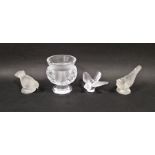 Lalique 'Saint Cloud' vase, signed to base, height 11.5cm together with three Lalique-style