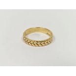Cartier 18ct gold engraved herringbone-pattern ring, 4.3g approx, London 1961, Ring size P