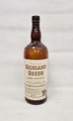 Large brown empty glass bottle of Highland Queen whisky, bearing label for Macdonald & Muir Limited,