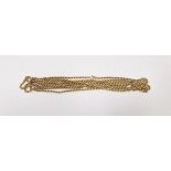 Gold-coloured metal rope-pattern guard chain, 54.8g approx.  Condition Report Necklace has been