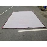 Large modern beige ground carpet with brown exterior band (398cm x 334cm)