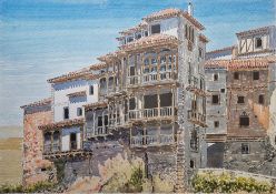 David Rodney Evans Watercolour 'Las Casas Colgadas, La Cuidad Vieja de Cuenca', signed and titled,