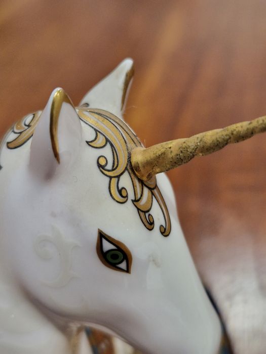 Royal Crown Derby bone china paperweight of the 'Unicorn', designed to celebrate the new millennium, - Image 6 of 19