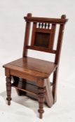 Oak metamorphic library chair raised on front turned legs, 98cm high  Condition Report Additional
