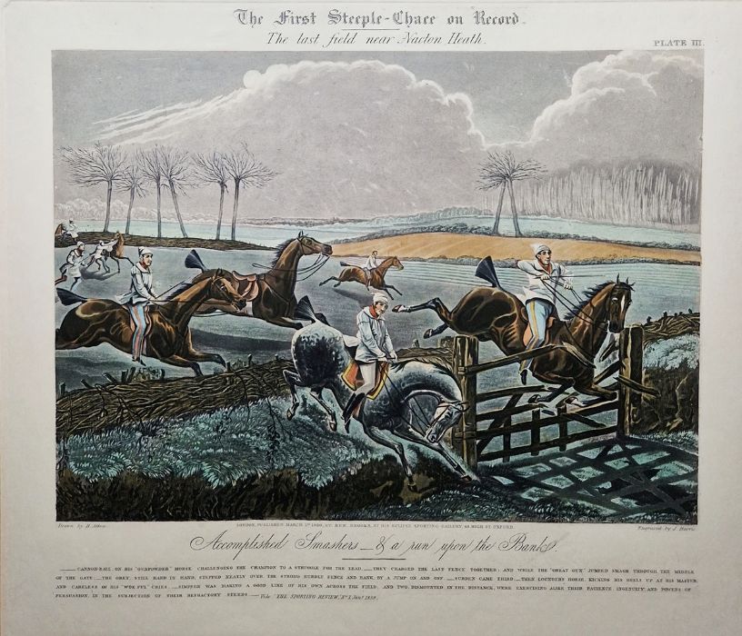 After Henry Thomas Alken Colour lithograph Set of four colour prints of 'The First Steeple-Chase - Image 2 of 5