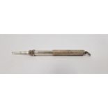 S Mordan & Co sterling silver propelling pencil, telescopic, with engine-turned decoration