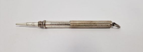 S Mordan & Co sterling silver propelling pencil, telescopic, with engine-turned decoration