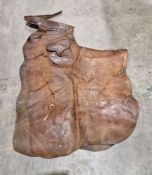 Disalia Stock Saddle Company (San Francisco) brown leather chaps with two pockets and three white