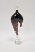 Kalim Afzal (British, contemporary) cased glass perfume bottle of sculptural form, with brown