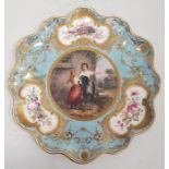 19th century English porcelain cabinet plate painted by J Rouse, the centre painted with two