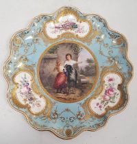 19th century English porcelain cabinet plate painted by J Rouse, the centre painted with two