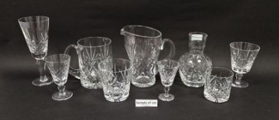 Collection of 20th century cut glassware, to include Dartington wine glasses, Royal Doulton Sherry