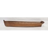 Vintage 20th century wooden model of a canoe, 112.5cm long