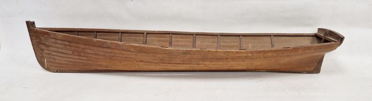 Vintage 20th century wooden model of a canoe, 112.5cm long