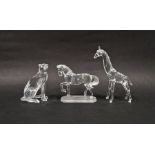 Three Swarovski crystal models to include a cheetah (183225), a horse (221609) and giraffe (