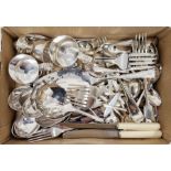 Quantity of silver-plated flatware to include rattail, old English, cake slice, teaspoons, egg cups,