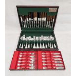 Silver plated eight place setting canteen of cutlery in wooden case and six stainless steel fish