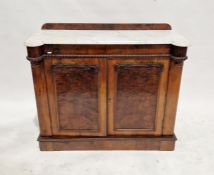 Victorian mahogany marble-topped chiffonier, having a two-door cupboard opening to reveal a single