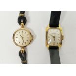 Mid-century lady's Omega wristwatch, housed in an 18ct gold case, the circular dial with baton