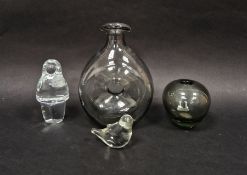 Holmegaard glass figure of an eskimo, height 13cm, a Holmegaard 'Danica' glass decanter, a