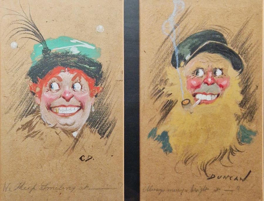 Cowan Duncan (20th century) Watercolour and gouache Six humorous character studies/portraits, - Image 3 of 5