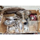 Quantity of assorted flatware to include a comport, ice jug, table lighter marked 'Ronson Queen