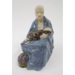 Carter Stabler Adams Poole pottery lavender figure by Phoebe Stabler, the seated woman wearing