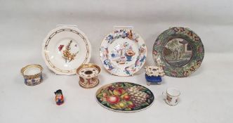 Group of early 19th century English pottery and porcelain, including an oval porcelain plaque