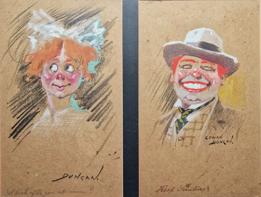 Cowan Duncan (20th century) Watercolour and gouache Six humorous character studies/portraits,