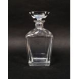 Early 20th century Orrefors glass decanter, of tapered rectangular section with stylised flat cut