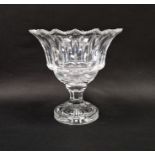 Late 19th/early 20th century cut glass urn-shaped footed bowl, the flared bowl notch cut of