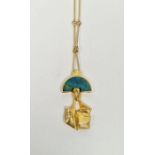 Lapponia, Finland by Bjorn Weckstrom (b.1935) 14K gold pendant and chain, the pendant in the form of