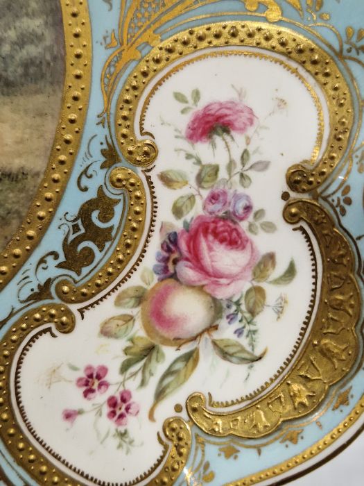 19th century English porcelain cabinet plate painted by J Rouse, the centre painted with two - Image 12 of 21