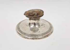 Early 20th century silver capstan inkwell, with silver inlaid tortoiseshell lid, weighted base,