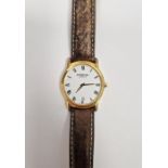 Raymond Weil gold plated quartz wristwatch, the enamel dial having Roman numerals denoting hours,
