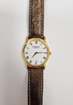 Raymond Weil gold plated quartz wristwatch, the enamel dial having Roman numerals denoting hours,