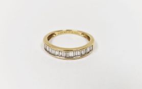 18ct gold and diamond half eternity ring with baguette diamonds channel set, marked 'Iliana'