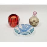 Gaia & Gino ruby tinted vase of spherical form with two indentations, etched marks, 8cm high, a