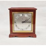 20th century mantel clock in slim square case by Elliot, retailed by Rowell, Oxford, 23cm high