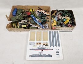Boxed Minic Ships Hornby scale model naval harbour set, assorted Dinky toys, all playworn