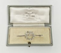 Early 20th century diamond and pearl brooch, the diamond circlet with six collet stones, small