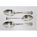 Pair of William IV silver table spoons, hallmarked London 1821 by George Piercy, together with
