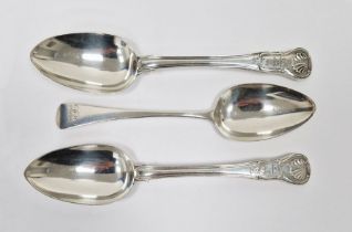 Pair of William IV silver table spoons, hallmarked London 1821 by George Piercy, together with