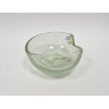 Harrachov Czech clear glass 'Harrtil' bowl/ashtray with white lattice pattern, diameter 13cm