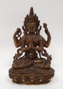 Indian brass figure of brass Indian/Tibetan deity, 21.5cm high