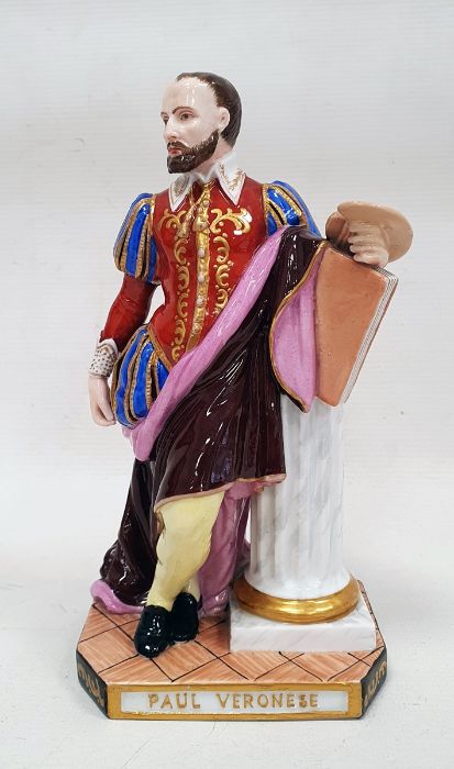 Russian 'Popov' mid-19th century figure of Paul Veronese, the artist modelled standing wearing a