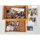 Jewel box containing quantity costume jewellery and another (2 boxes)