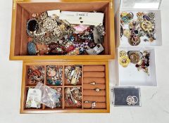 Jewel box containing quantity costume jewellery and another (2 boxes)